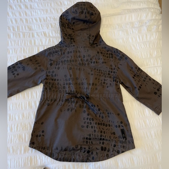 LODEN Khaki Abstract Print Hood Zip Front Jacket 3/4 Sleeve Artsy Layer Canada - Picture 5 of 16